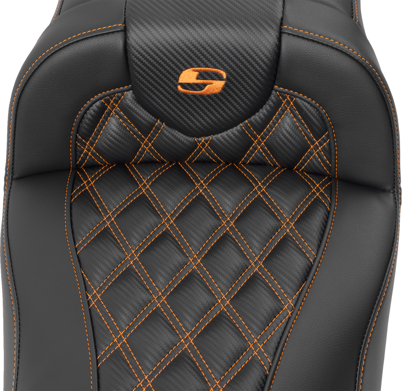 SADDLEMEN Roadsofa™ Extended Reach Seat - without Backrest - Lattice Stitch - Orange Stitch - FL/FX '23-'24 823-07-20703 — image 3