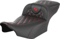 SADDLEMEN Roadsofa™ Extended Reach Seat - without Backrest - Lattice Stitch - Red Stitch - FLTR/FLHX '23-'24 823-07-20704 — image 1