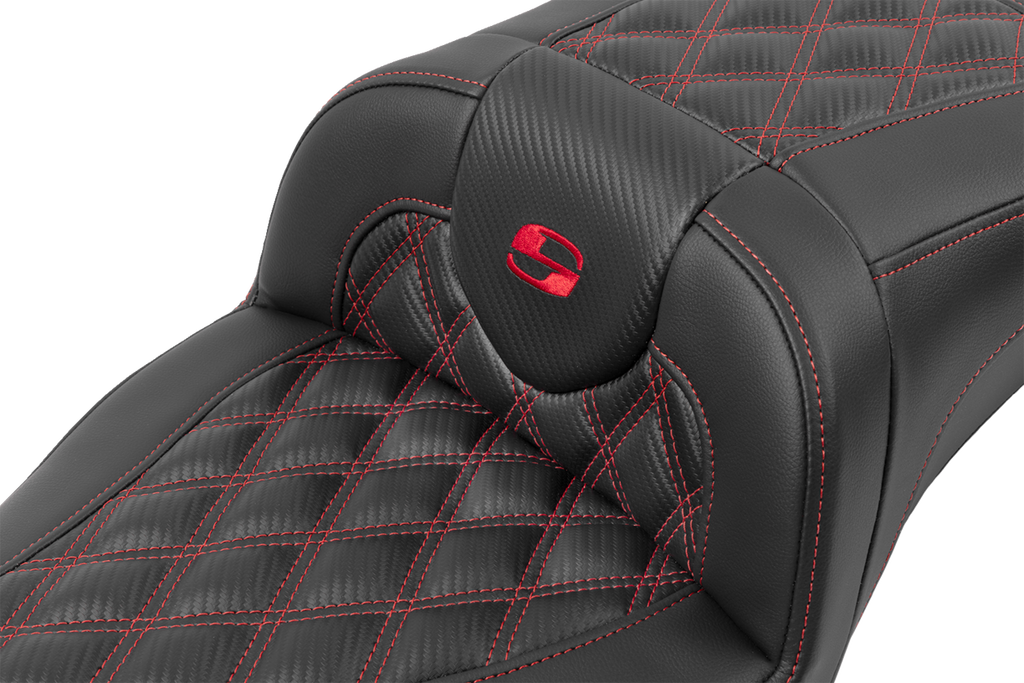 SADDLEMEN Roadsofa™ Extended Reach Seat - without Backrest - Lattice Stitch - Red Stitch - FLTR/FLHX '23-'24 823-07-20704 — image 2
