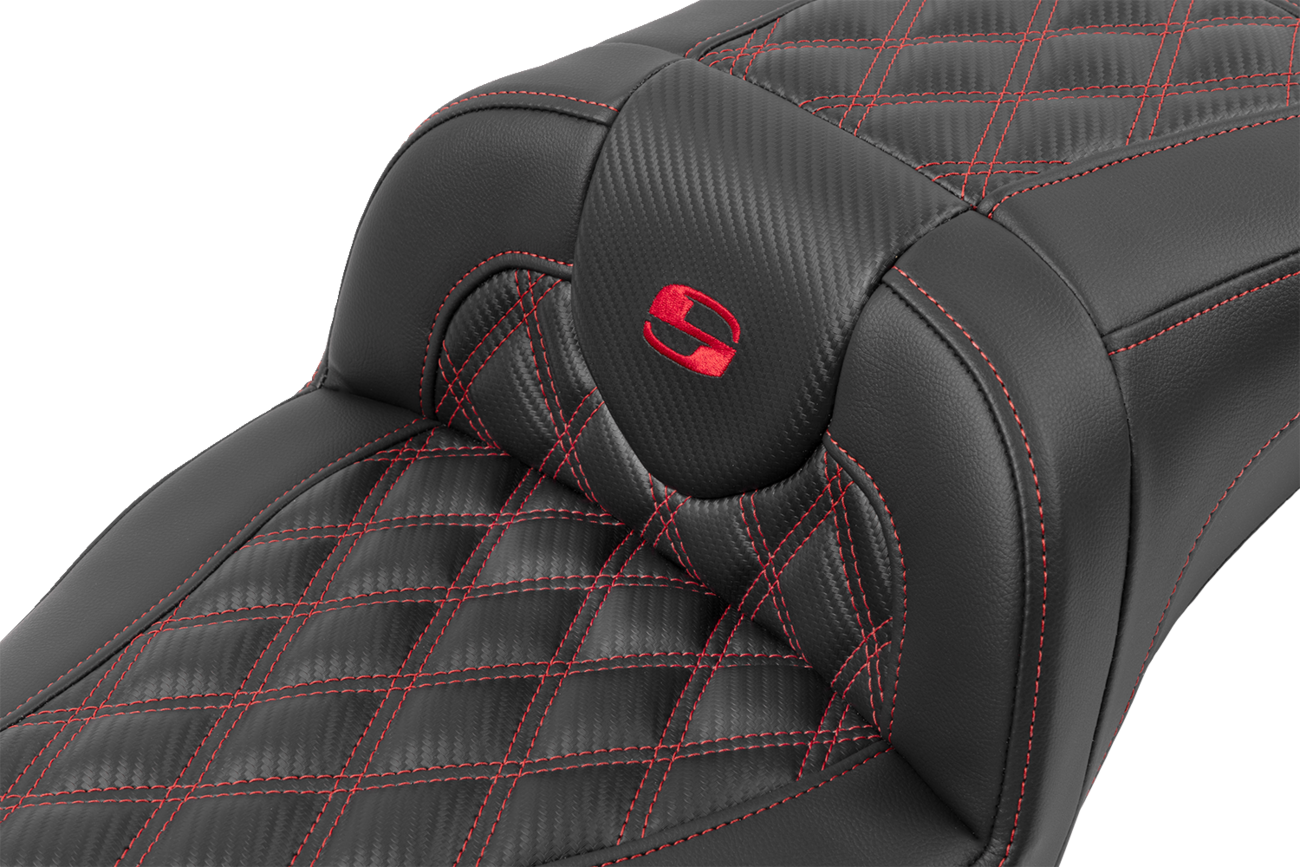 SADDLEMEN Roadsofa™ Extended Reach Seat - without Backrest - Lattice Stitch - Red Stitch - FLTR/FLHX '23-'24 823-07-20704 — image 2