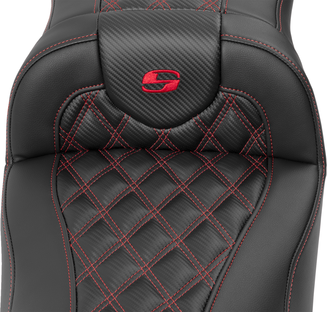 SADDLEMEN Roadsofa™ Extended Reach Seat - without Backrest - Lattice Stitch - Red Stitch - FLTR/FLHX '23-'24 823-07-20704 — image 3