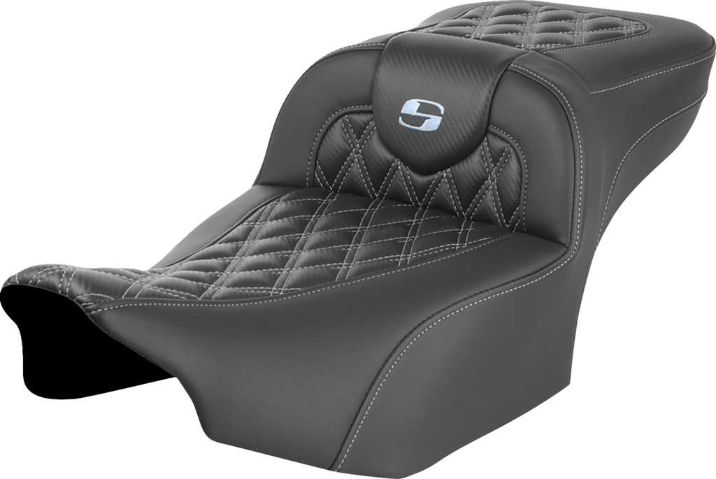 SADDLEMEN Roadsofa™ Extended Reach Seat - without Backrest - Lattice Stitch - Silver Stitch - FL/FX '23-'24 823-07-20705 — image 1