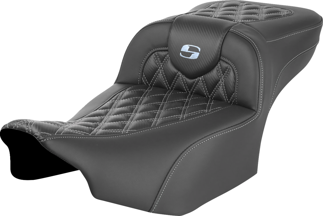 SADDLEMEN Roadsofa™ Extended Reach Seat - without Backrest - Lattice Stitch - Silver Stitch - FL/FX '23-'24 823-07-20705 — image 1