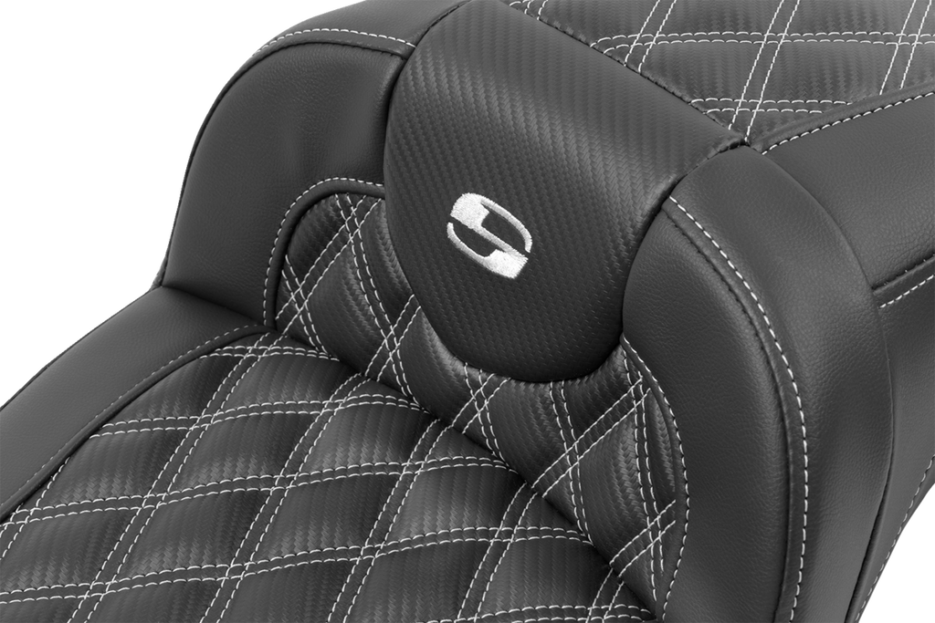 SADDLEMEN Roadsofa™ Extended Reach Seat - without Backrest - Lattice Stitch - Silver Stitch - FL/FX '23-'24 823-07-20705 — image 2