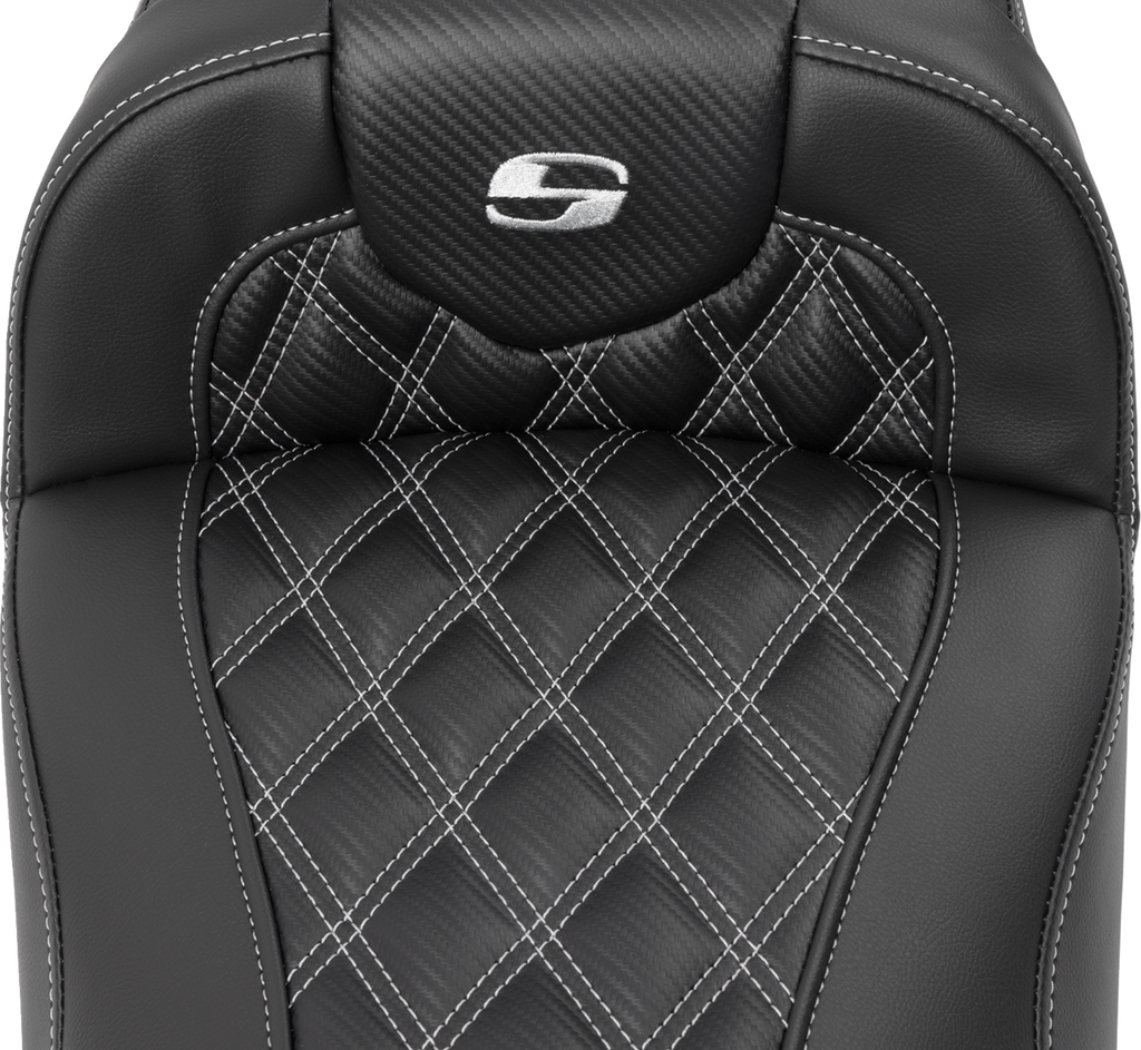 SADDLEMEN Roadsofa™ Extended Reach Seat - without Backrest - Lattice Stitch - Silver Stitch - FL/FX '23-'24 823-07-20705 — image 3