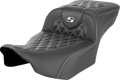 SADDLEMEN Roadsofa™ Extended Reach Seat - without Backrest - Lattice Stitch - White Stitch - FLTR/FLHX '23-'24 823-07-20706 — image 1