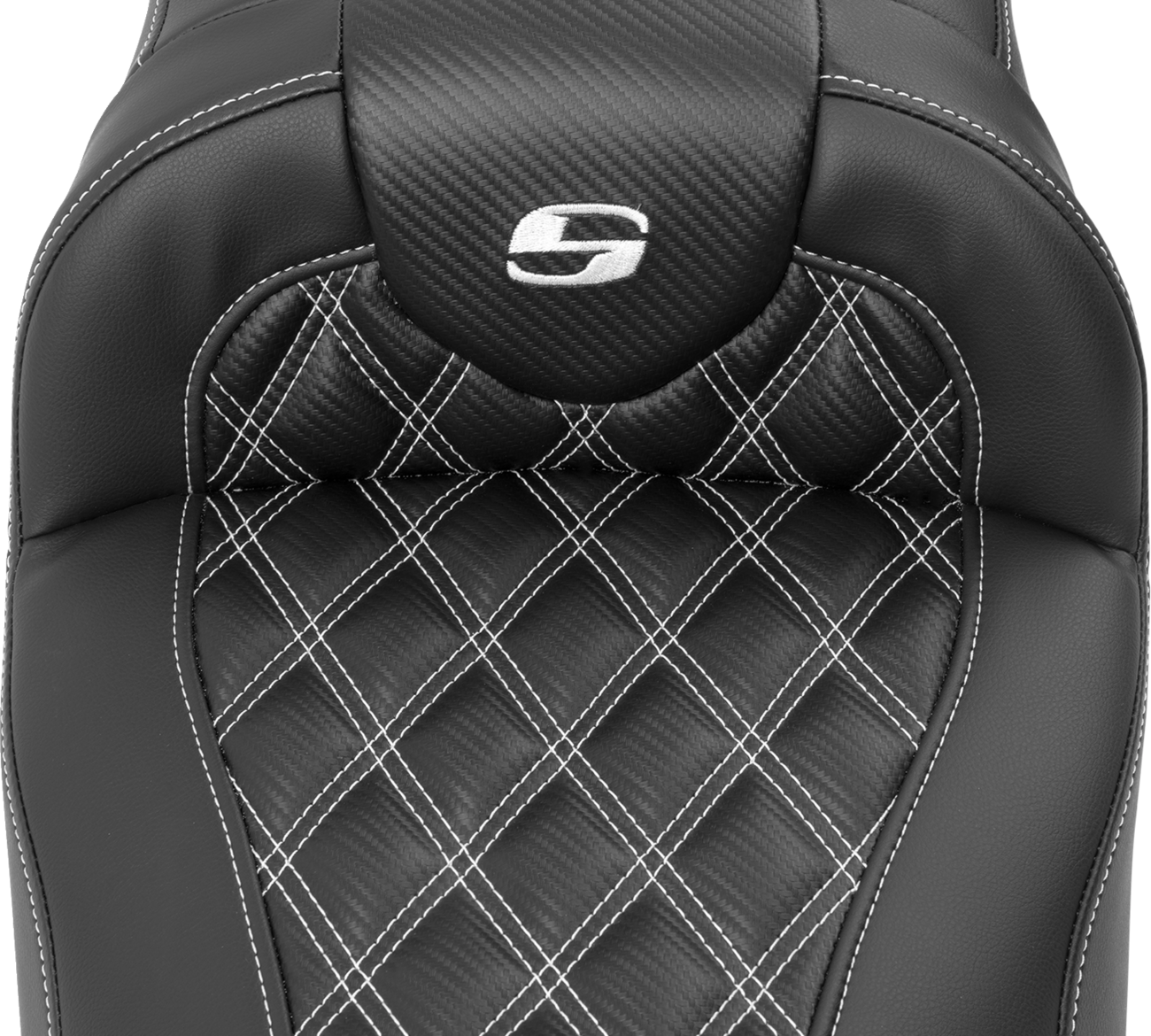 SADDLEMEN Roadsofa™ Extended Reach Seat - without Backrest - Lattice Stitch - White Stitch - FLTR/FLHX '23-'24 823-07-20706 — image 2
