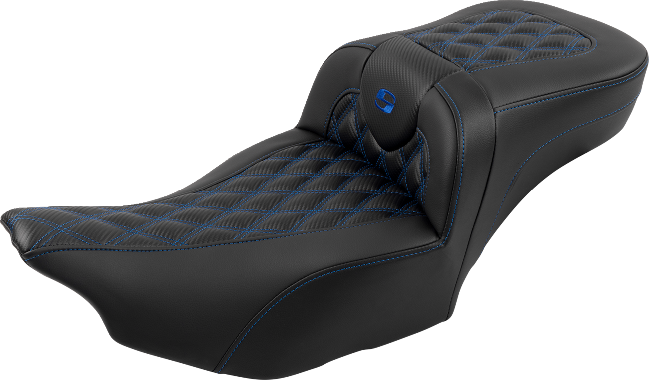 SADDLEMEN Roadsofa™ Extended Reach Seat - with Backrest - Lattice Stitch - Blue Stitch - FLTR/FLHX '23-'24 823-07-207B1 — image 3