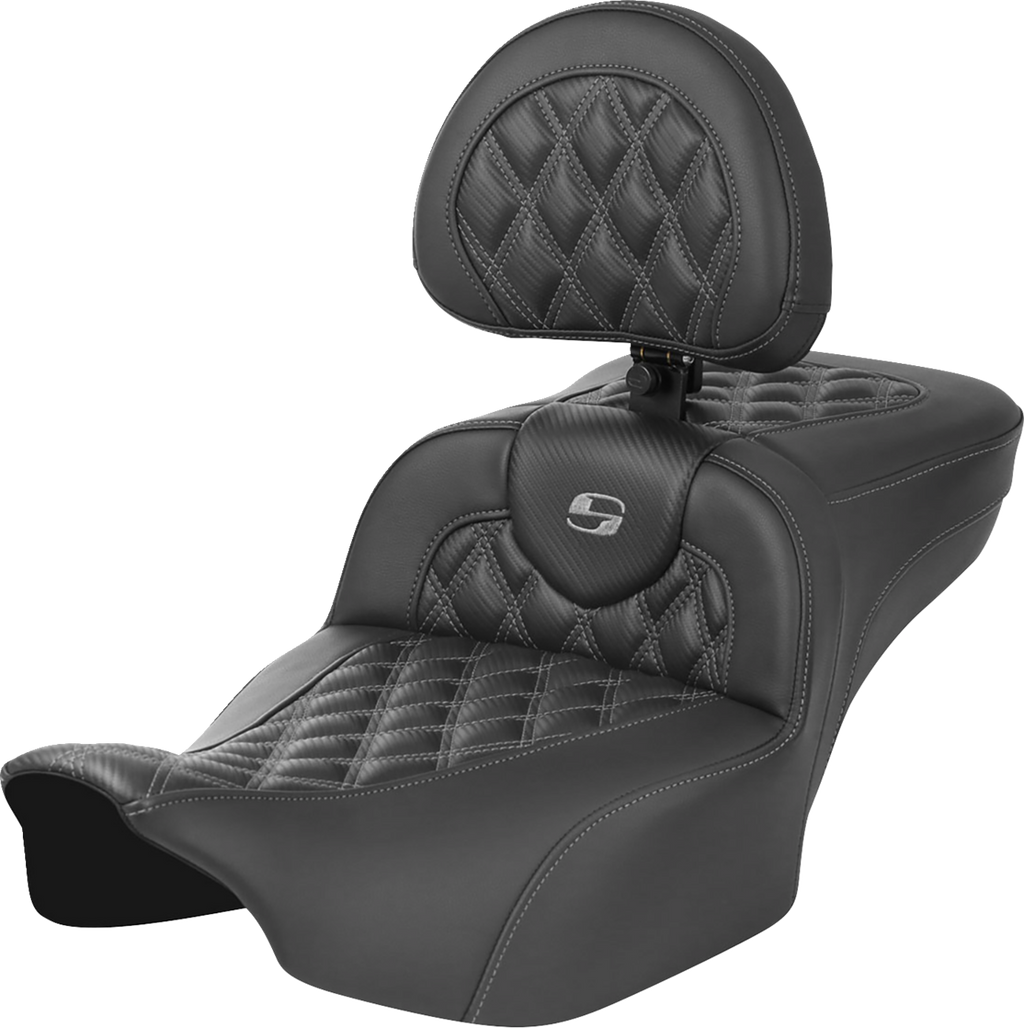 SADDLEMEN Roadsofa™ Extended Reach Seat - without Backrest - Lattice Stitch - Gray Stitch - FLTR/FLHX '23-'24 823-07-207B2 — image 1
