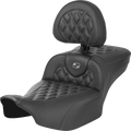 SADDLEMEN Roadsofa™ Extended Reach Seat - without Backrest - Lattice Stitch - Gray Stitch - FLTR/FLHX '23-'24 823-07-207B2 — image 1