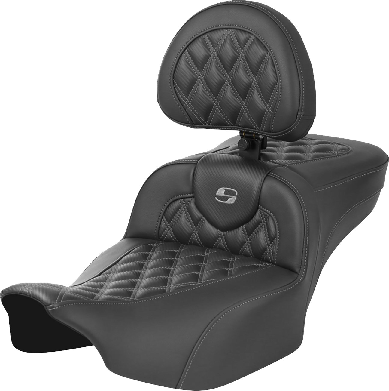 SADDLEMEN Roadsofa™ Extended Reach Seat - without Backrest - Lattice Stitch - Gray Stitch - FLTR/FLHX '23-'24 823-07-207B2 — image 1