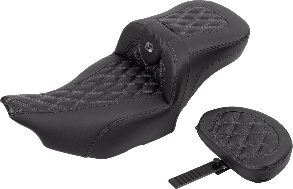 SADDLEMEN Roadsofa™ Extended Reach Seat - without Backrest - Lattice Stitch - Gray Stitch - FLTR/FLHX '23-'24 823-07-207B2 — image 2