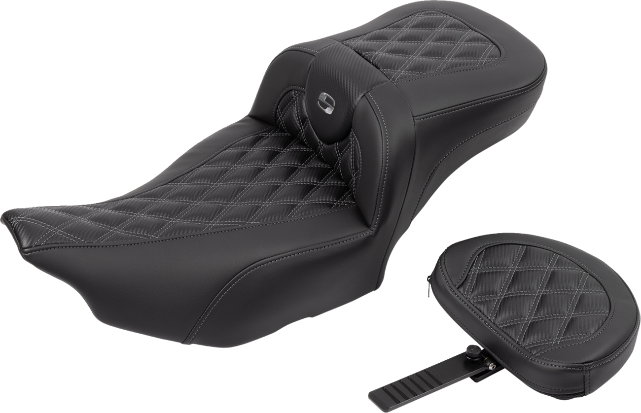 SADDLEMEN Roadsofa™ Extended Reach Seat - without Backrest - Lattice Stitch - Gray Stitch - FLTR/FLHX '23-'24 823-07-207B2 — image 2