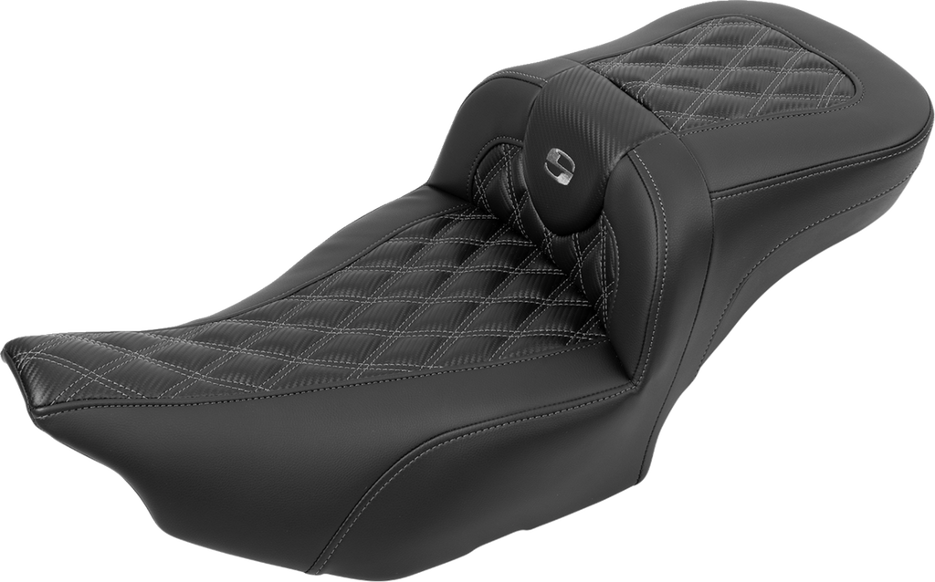 SADDLEMEN Roadsofa™ Extended Reach Seat - without Backrest - Lattice Stitch - Gray Stitch - FLTR/FLHX '23-'24 823-07-207B2 — image 3