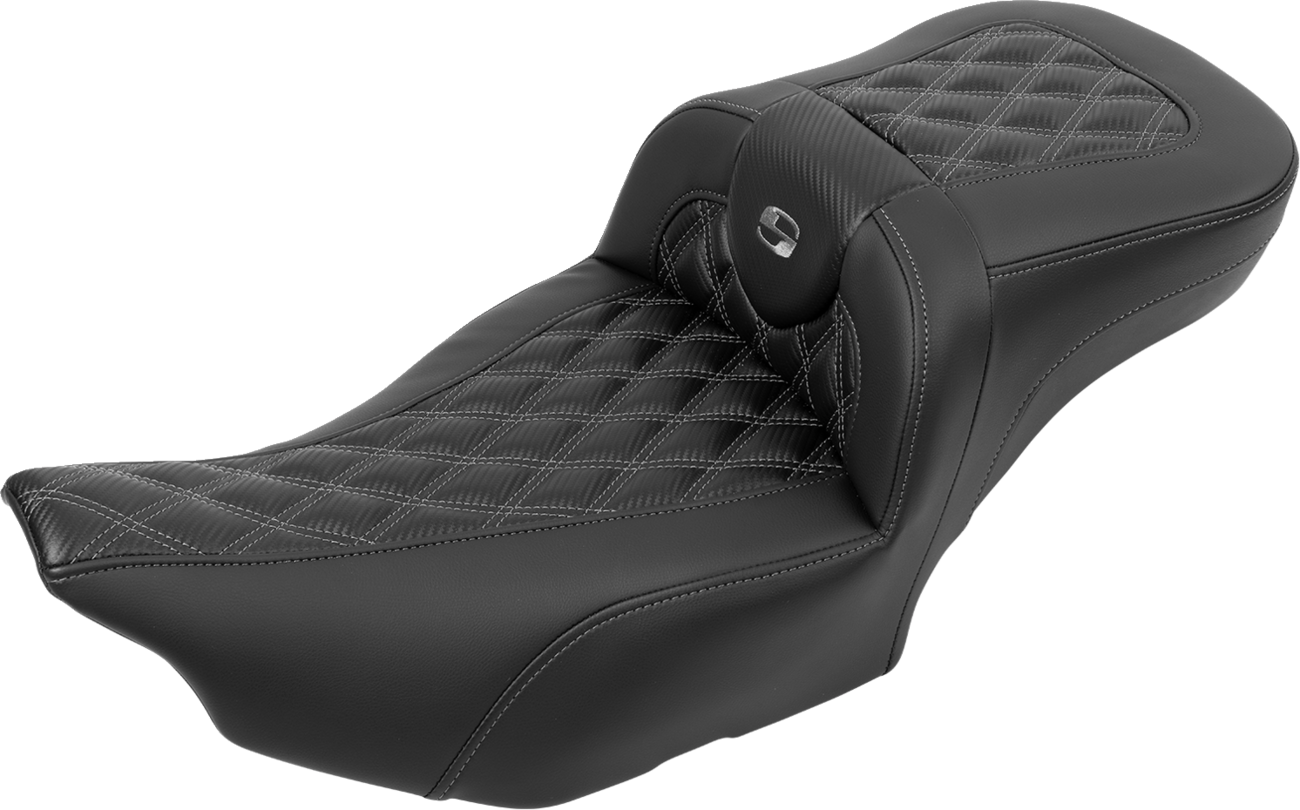 SADDLEMEN Roadsofa™ Extended Reach Seat - without Backrest - Lattice Stitch - Gray Stitch - FLTR/FLHX '23-'24 823-07-207B2 — image 3