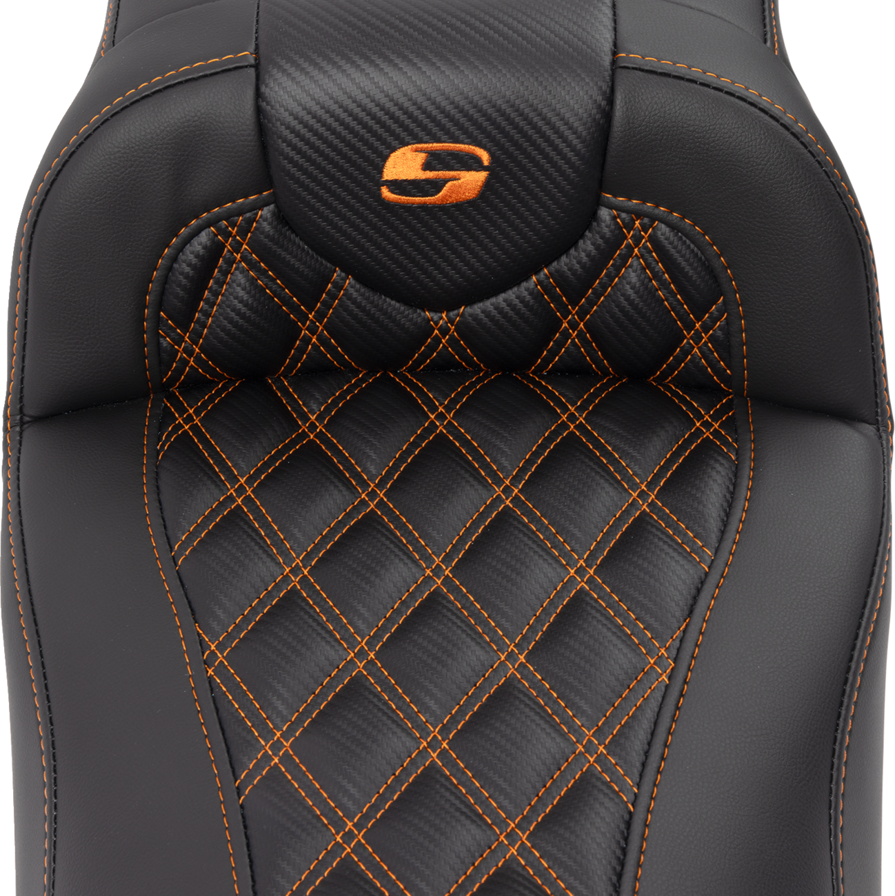 SADDLEMEN Roadsofa™ Extended Reach Seat - with Backrest - Lattice Stitch - Orange Stitch - FLTR/FLHX '23-'24 823-07-207B3 — image 4