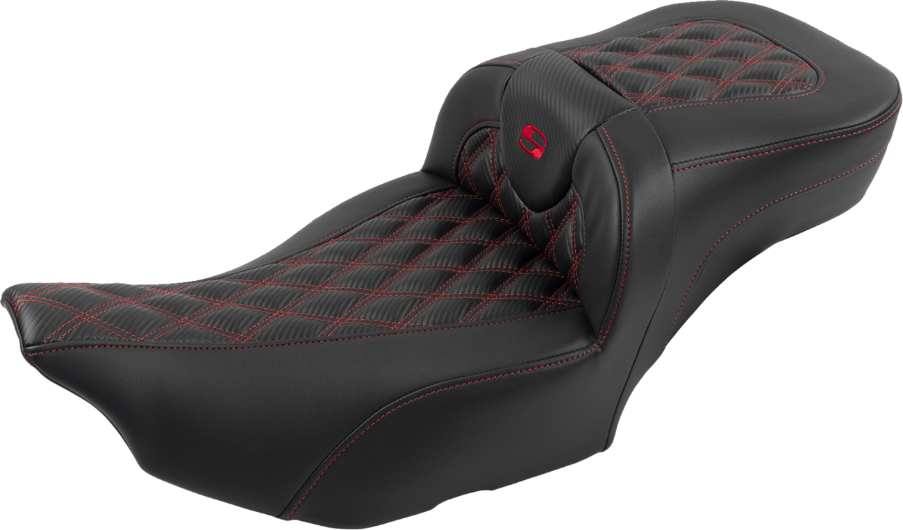 SADDLEMEN Roadsofa™ Extended Reach Seat - with Backrest - Lattice Stitch - Red Stitch - FLTR/FLHX '23-'24 823-07-207B4 — image 3