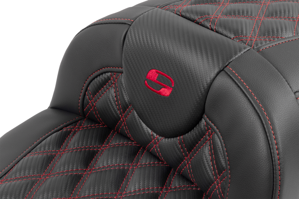 SADDLEMEN Roadsofa™ Extended Reach Seat - with Backrest - Lattice Stitch - Red Stitch - FLTR/FLHX '23-'24 823-07-207B4 — image 5