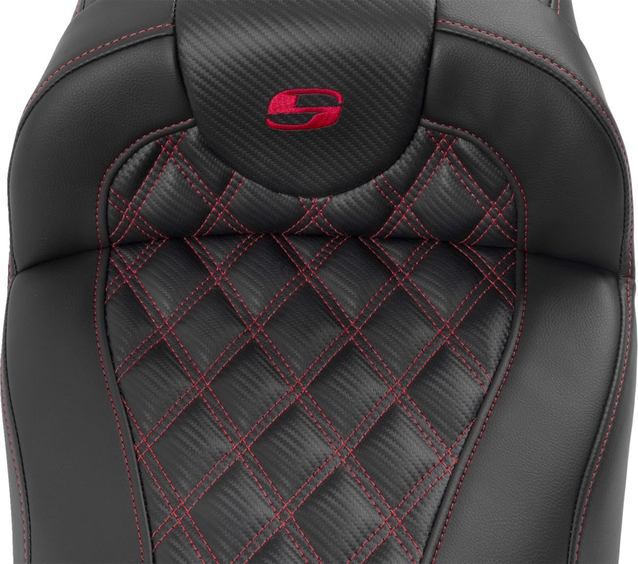 SADDLEMEN Roadsofa™ Extended Reach Seat - with Backrest - Lattice Stitch - Red Stitch - FLTR/FLHX '23-'24 823-07-207B4 — image 6