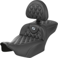 SADDLEMEN Roadsofa™ Extended Reach Seat - with Backrest - Lattice Stitch - Silver Stitch - FLTR/FLHX '23-'24 823-07-207B5 — image 1