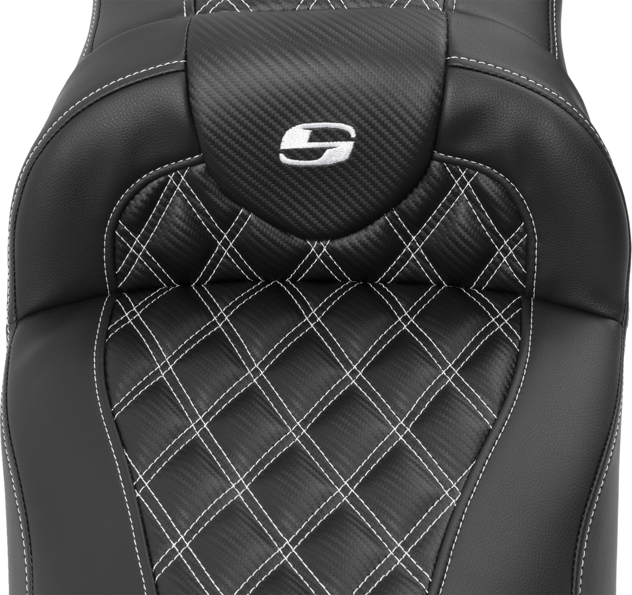 SADDLEMEN Roadsofa™ Extended Reach Seat - with Backrest - Lattice Stitch - White Stitch - FLTR/FLHX '23-'24 823-07-207B6 — image 4