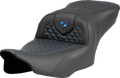SADDLEMEN Roadsofa™ Seat - Dragon Scale Stitch - Blue Stitch - w/o Backrest - FLTR/FLHX '23-'24 823-07-20801 — image 1