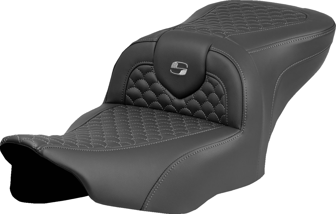 SADDLEMEN Roadsofa™ Seat - Dragon Scale Stitch - Dark Gray Stitch - w/o Backrest - FLTR/FLHX '23-'24 823-07-20802 — image 1