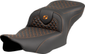 SADDLEMEN Roadsofa™ Seat - Dragon Scale Stitch - Orange Stitch - w/o Backrest - FLTR/FLHX '23-'24 823-07-20803 — image 1