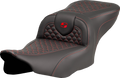 SADDLEMEN Roadsofa™ Seat - Dragon Scale Stitch - Red Stitch - w/o Backrest - FLTR/FLHX '23-'24 823-07-20804 — image 1