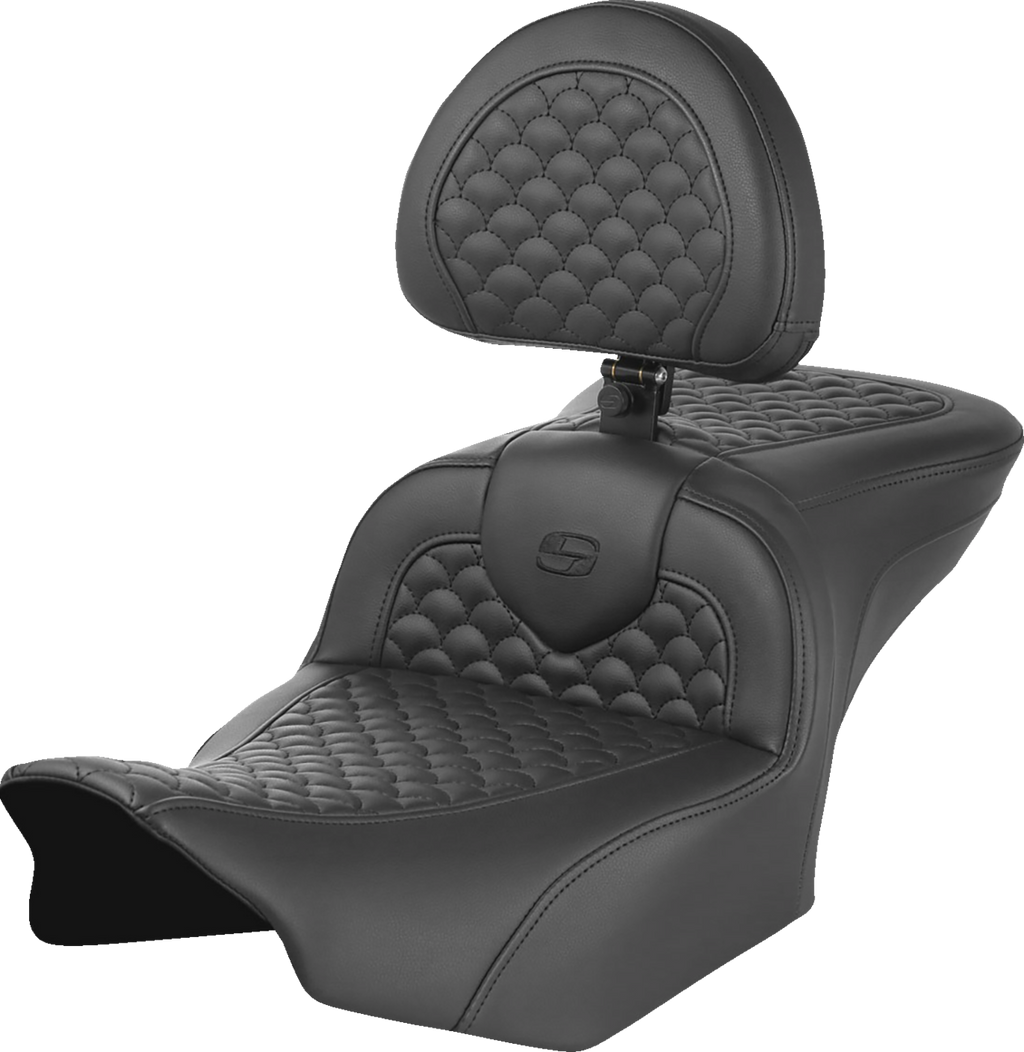 SADDLEMEN Roadsofa™ Seat - Dragon Scale Stitch - w/ Backrest - FLTR/FLHX '23-'25 823-07-208B0 — image 1