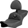 SADDLEMEN Roadsofa™ Seat - Dragon Scale Stitch - Gray Stitch - w/ Backrest - FLTR/FLHX '23-'24 823-07-208B2 — image 1