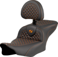 SADDLEMEN Roadsofa™ Seat - Dragon Scale Stitch - Orange Stitch - w/ Backrest - FLTR/FLHX '23-'24 823-07-208B3 — image 1