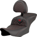 SADDLEMEN Roadsofa™ Seat - Dragon Scale Stitch - Red Stitch - w/ Backrest - FLTR/FLHX '23-'24 823-07-208B4 — image 1
