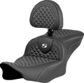 SADDLEMEN Roadsofa™ Seat - Dragon Scale Stitch - White Stitch - w/ Backrest - FLTR/FLHX '23-'24 823-07-208B6 — image 1