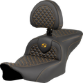 SADDLEMEN Roadsofa™ Seat - Dragon Scale Stitch - Gold Stitch - w/ Backrest - FLTR/FLHX '23-'24 823-07-208B7 — image 1