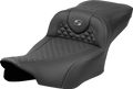 SADDLEMEN Roadsofa™ Extended Reach Seat - Dragon Scale Stitch - Dark Gray Stitch - w/o Backrest - FL '23-'24 823-07-20902 — image 1
