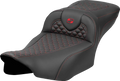 SADDLEMEN Roadsofa™ Extended Reach Seat - Dragon Scale Stitch - Red Stitch - w/o Backrest - FLTR/FLHX '23-'24 823-07-20904 — image 1