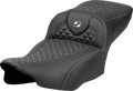 SADDLEMEN Roadsofa™ Extended Reach Seat - Dragon Scale Stitch - Silver Stitch - w/o Backrest - FLT/FLH '23-'24 823-07-20905 — image 1