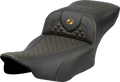 SADDLEMEN Roadsofa™ Extended Reach Seat - Dragon Scale Stitch - Gold Stitch - w/o Backrest - FLTR/FLHX '23-'24 823-07-20907 — image 1