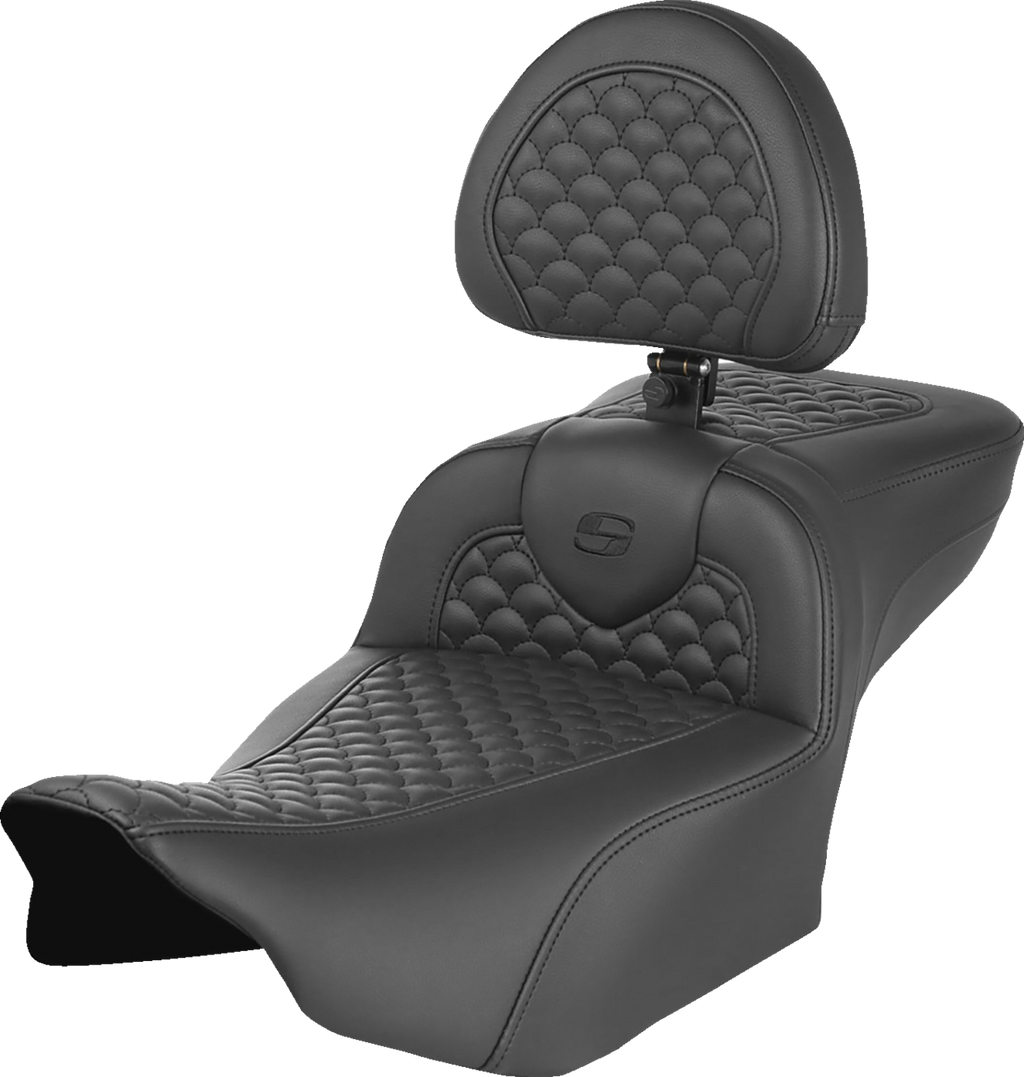 SADDLEMEN Roadsofa™ Seat - Dragon Scale Stitch - w/ Backrest - Extended Reach - FLTR/FLHX '23-'25 823-07-209B0 — image 1