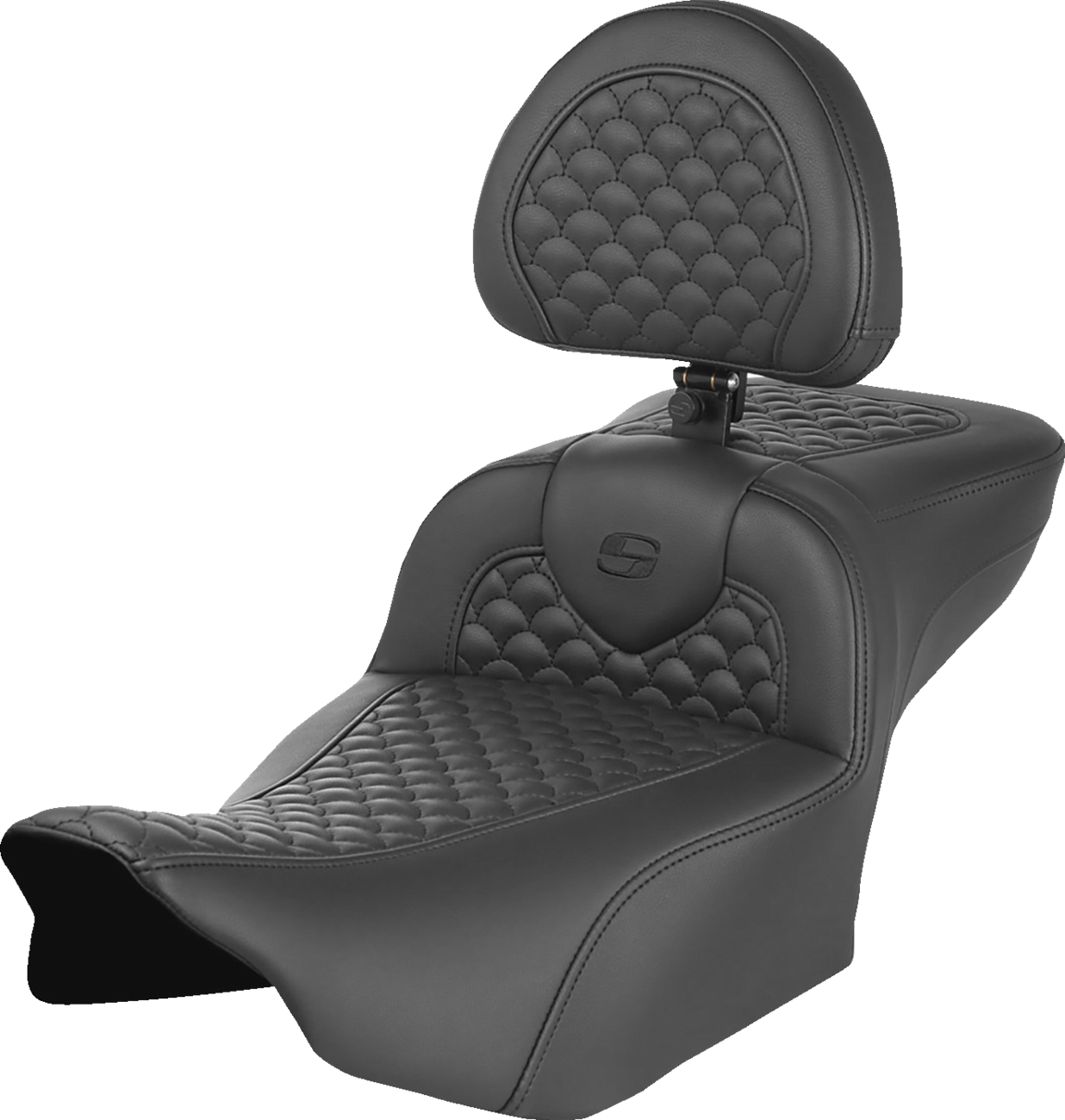 SADDLEMEN Roadsofa™ Seat - Dragon Scale Stitch - w/ Backrest - Extended Reach - FLTR/FLHX '23-'25 823-07-209B0 — image 1