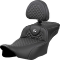 SADDLEMEN Roadsofa™ Extended Reach Seat - Dragon Scale Stitch - Silver Stitch - w/ Backrest - FLT/FLH '23-'24 823-07-209B5 — image 1