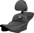SADDLEMEN Roadsofa™ Extended Reach Seat - Dragon Scale Stitch - White Stitch - w/ Backrest - FLTR/FLHX '23-'24 823-07-209B6 — image 1
