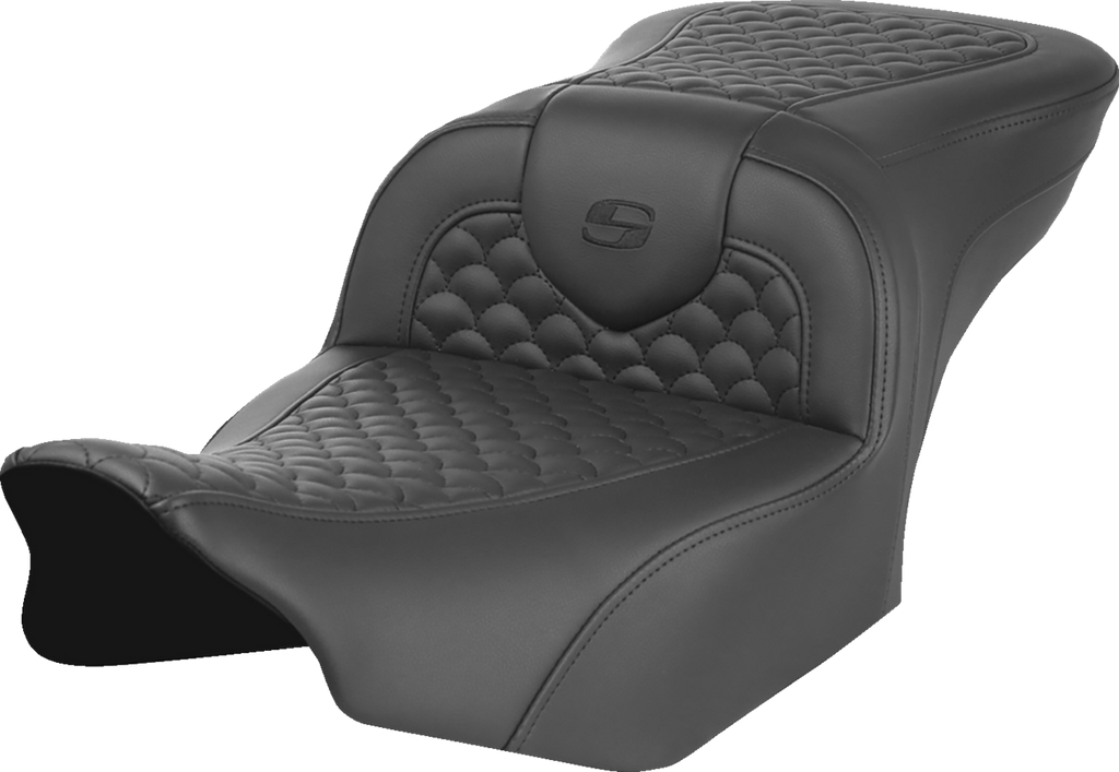 SADDLEMEN Roadsofa™ Extended Reach Seat - Dragon Scale Stitch - Gold Stitch - w/ Backrest - FLTR/FLHX '23-'24 823-07-209B7 — image 3