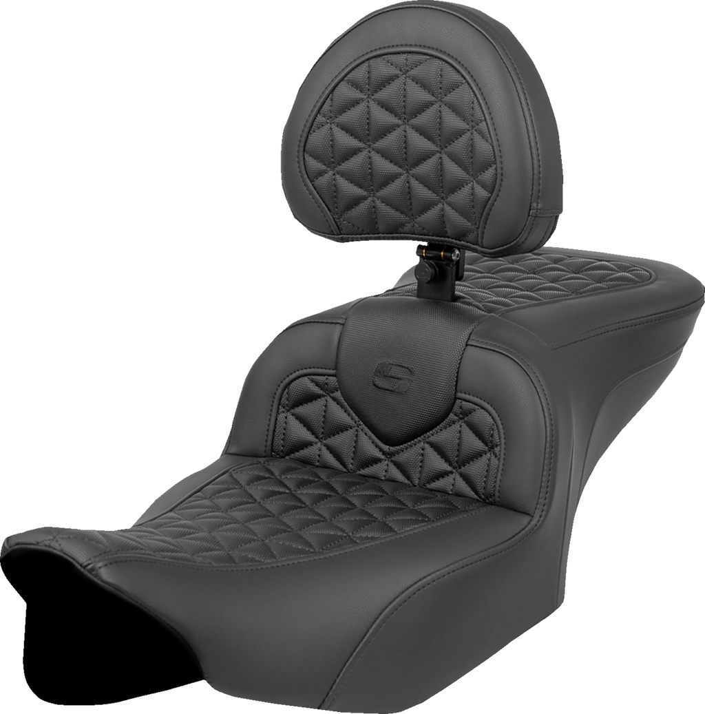 SADDLEMEN RoadSofa™ Tri Gripper Seat - Standard Reach - w/ Backrest - FLH/FLT '23-'24 823-07-210B0 — image 1