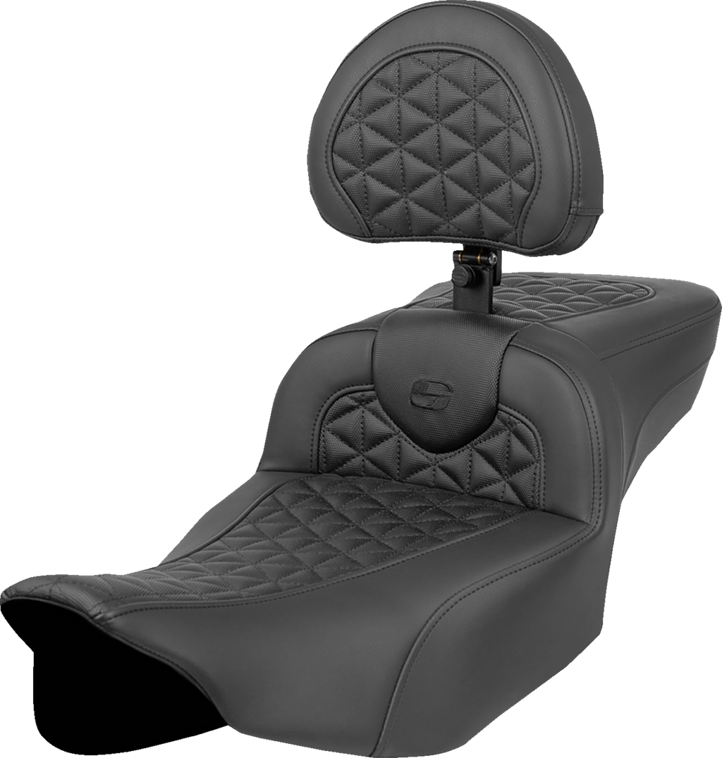 SADDLEMEN RoadSofa™ Tri Gripper Seat - Extended Reach - w/ Backrest - FLH/FLT '23-'24 823-07-211B0 — image 1