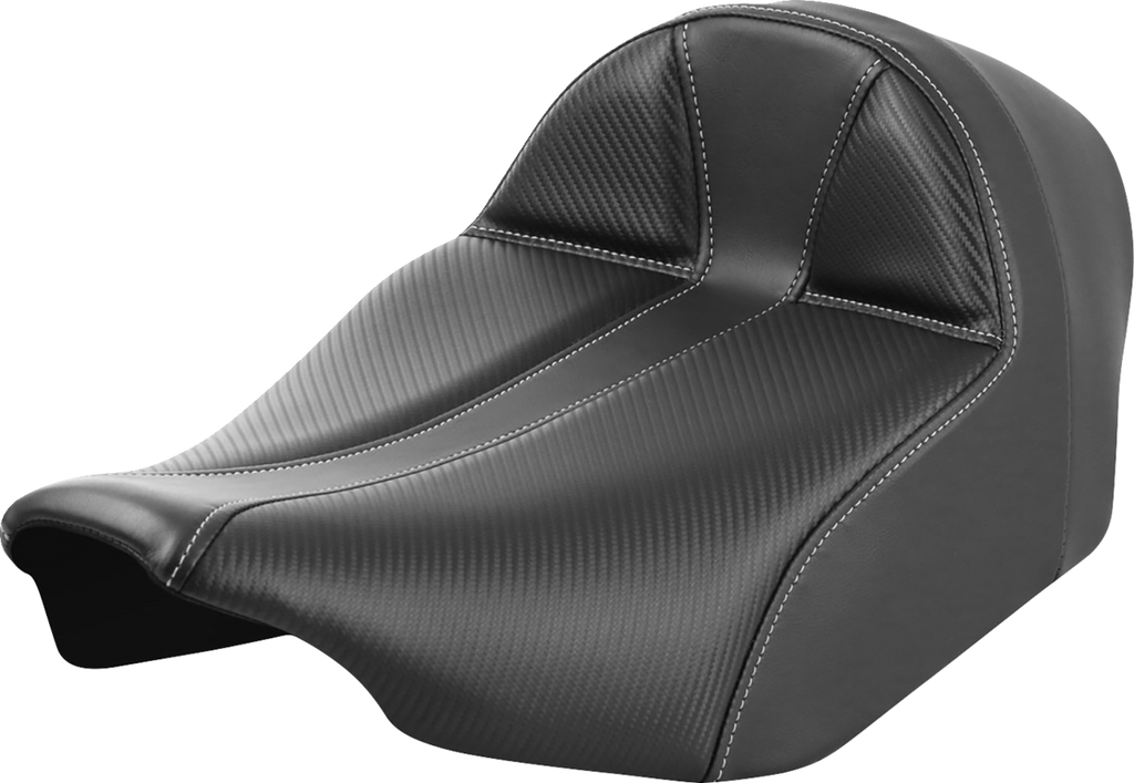 SADDLEMEN Dominator Solo Seat - Carbon Fiber w/ Silver Stitch - Extended Reach - FLT/FLH '23-'24 823-07E-0042 — image 1