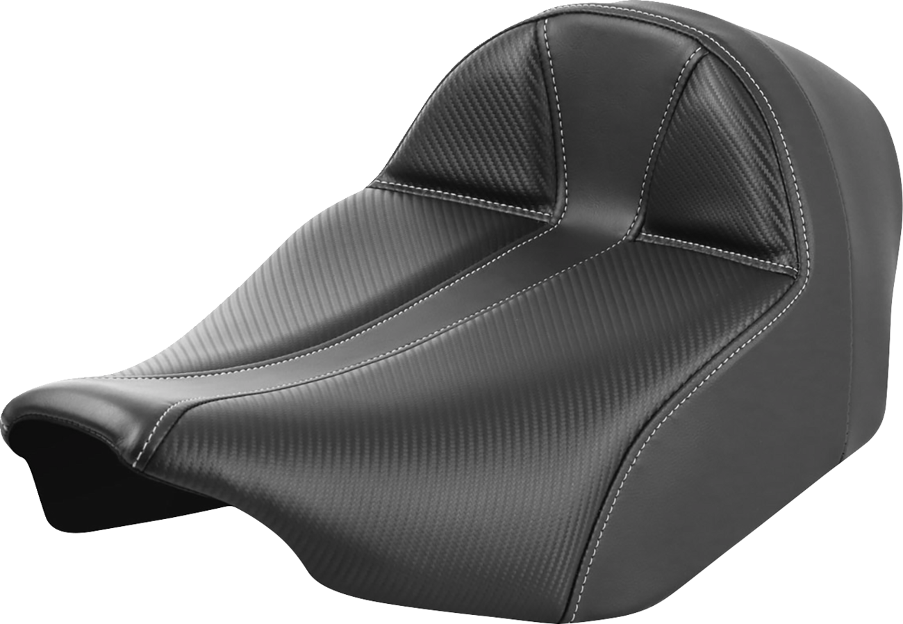 SADDLEMEN Dominator Solo Seat - Carbon Fiber w/ Silver Stitch - Extended Reach - FLT/FLH '23-'24 823-07E-0042 — image 1