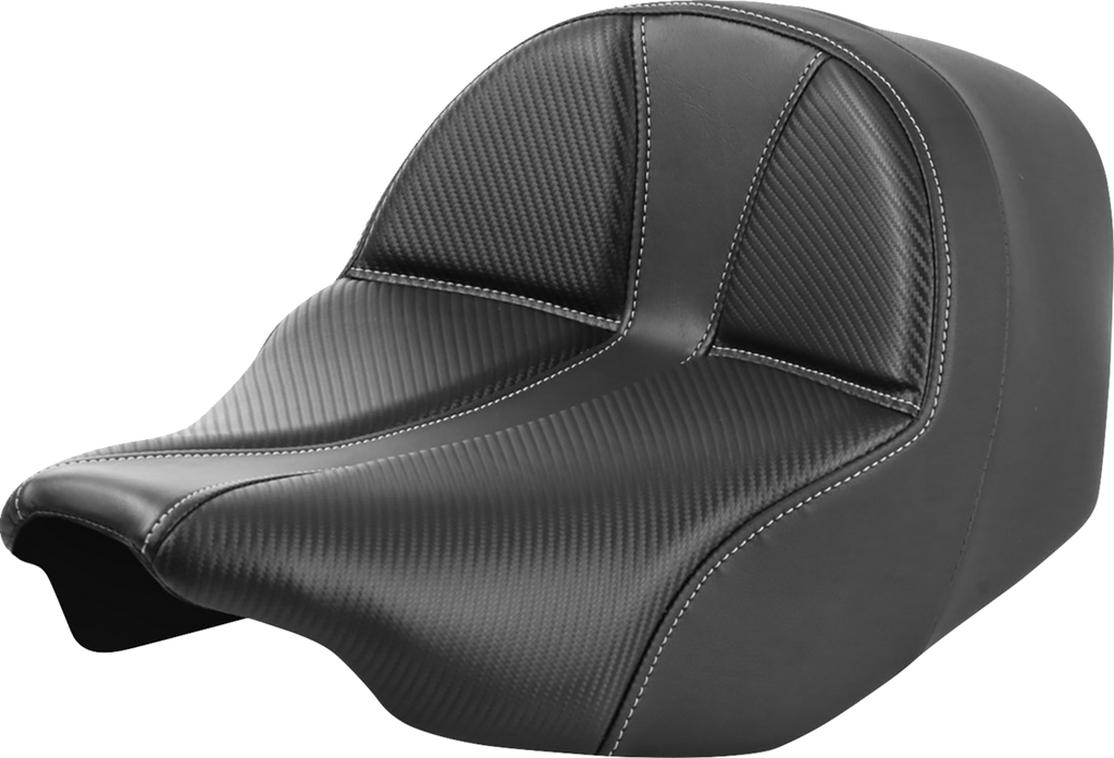 SADDLEMEN Dominator Solo Seat - Carbon Fiber w/ Silver Stitch - Extended Reach - FLT/FLH '23-'24 823-07E-0042 — image 3