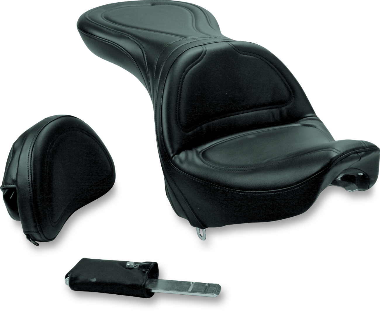 SADDLEMEN Seat - Explorer™ - With Backrest - Stitched - Black - FXSTD '00-07 8252JS — image 1